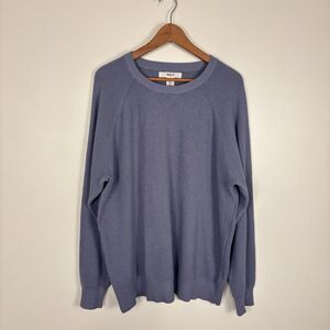 Wilt Women's XL Waffle Knit Blue Cotton Cashmere Blend Sweater Crewneck